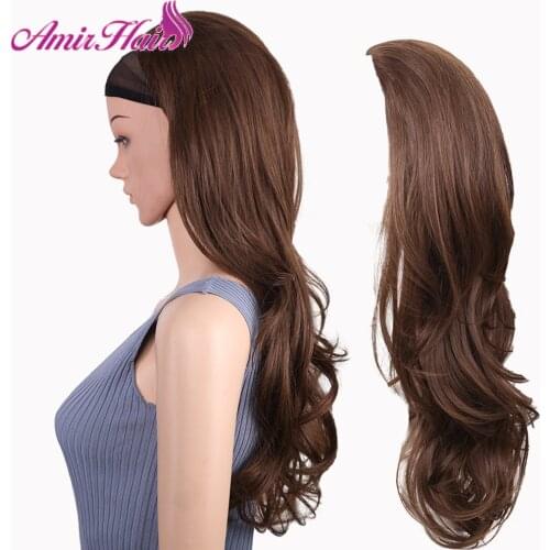 Amir Half Wig Synthetic Hair For Women Long Wave Wig Black Brown Blonde Clip in Hair EXtension High Temperature Fiber