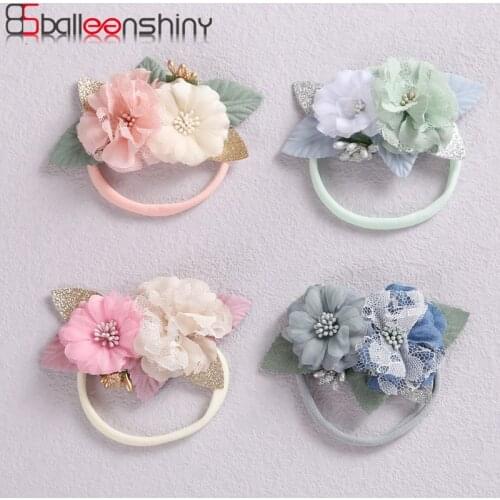Balleenshiny Baby Headbands For Girls Handmade Bundle Nylon Elastic Hair Band Baby Hairband Headdress Newborn Hair Accessories