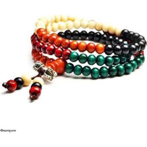 108*6mm Variety of Sandalwood Tibetan Buddhist Prayer Beads Bracelets Buddha Mala Rosary Wooden Charm Bracelet