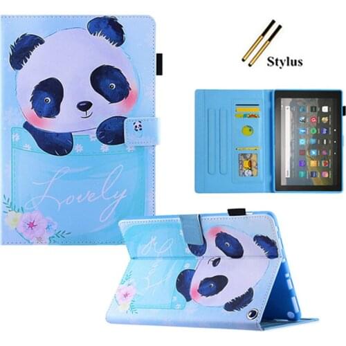 Pencil case+pen for kindle HD 10 hd 10 plus 2021 10inch animal tablet case PU Leather Automatic sleep stand cover With card slot