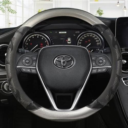 Carbon Fiber Leather Steering Wheel Cover forToyota Corolla Fortuner Sequoia Auris Avensis YARIS Vios Celica 86 Auto Accessories