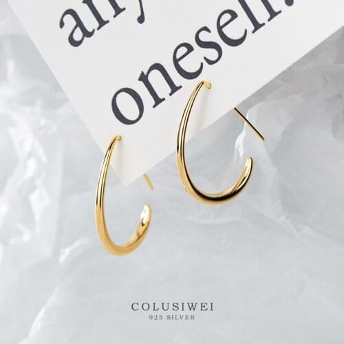COLUSIWEI Gold Color Oval Drop Earring for Women Genuine 925 Sterling Silver Geometric Dangle Earring Fashion Fine Jewelry