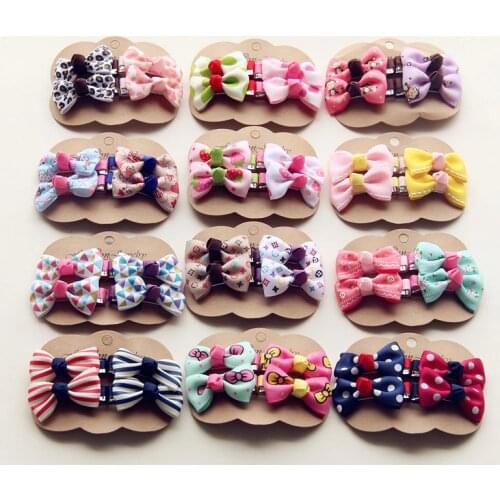 4PCS/lot Newly Design Grosgrain Baby Small Bow Hairpins Girls Hair Accessories Children Hairgrips Kids Hair Clips Mini Headwear