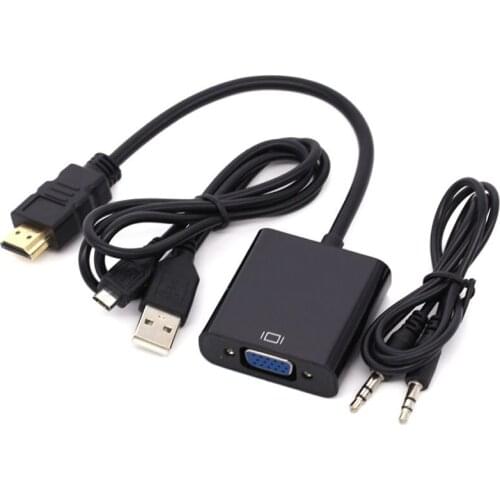 HDMI-compatible TO VGA With Audio Cable And USB Power Adapter 1080P HDMI Converter For PS3 PS4 XBOX HDTV Wholesale 100pcs/lot