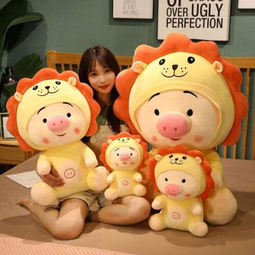 Creative Pig Cartoon Sun Flower Plush Toy Stuffed Soft Animal Doll Pillows Sleeping for Childrens Kid Kawaii Gift for Girls
