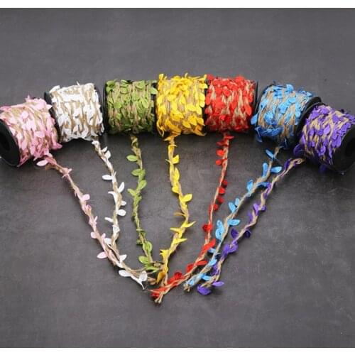 10M Simulated leaves hemp rope Bouquet bundled DIY handmade home decoration rope natural hemp rope craft burlap Flower packaging