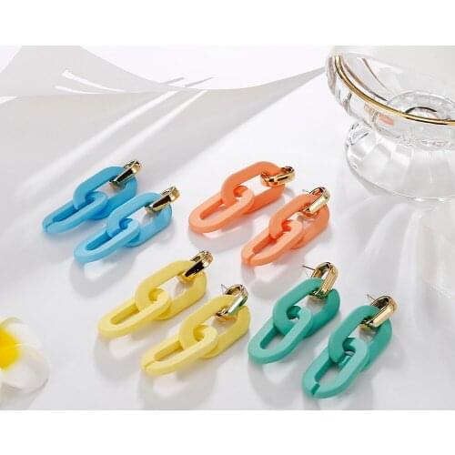Cute Candy Color Chain Earrings Ladies Pendant Long Earrings Fashion Jewelry Beach Vacation Travel Charming Earrings