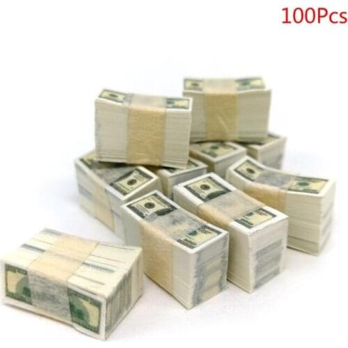 Mini Model Banknotes Pocket Dollar Bill 100 Pieces Of Accessories Doll House Pocket Dollar Bills 100 Mini Model