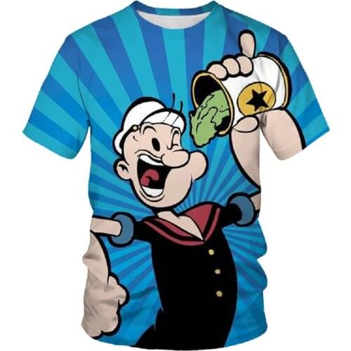 Summer Mens Oversized T-Shirt 3D Printing Cartoon Sailor Picture Round Neck Short Sleeve Top Fashion Sports Couple T-Shirt