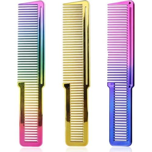 Mythus Gold Plating Barber Comb Anti-static ABS Heat Resistant Rainbow Comb Professional Hairdresser Comb For Men Hair Cutting