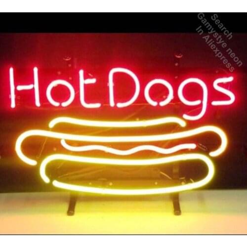 17"x14" Hot Dogs Neon Sign Handmade Real Glass Tube Quality Guarantee Handcraft neon lights vintage Lamps neon open sign bar