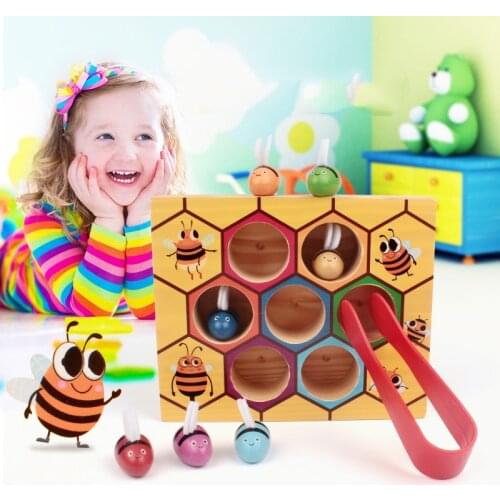 Montessori Educational Wooden Toys for Children Beehive Game Catch Bee Family Game Kids Early Learning Educational Toys