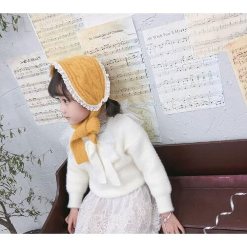 1pc Autumn and Winter Girls Baby Small Pure Cotton Wool Hair Band New Korean Version Long Scarf Headdress Hair Ornament Trend