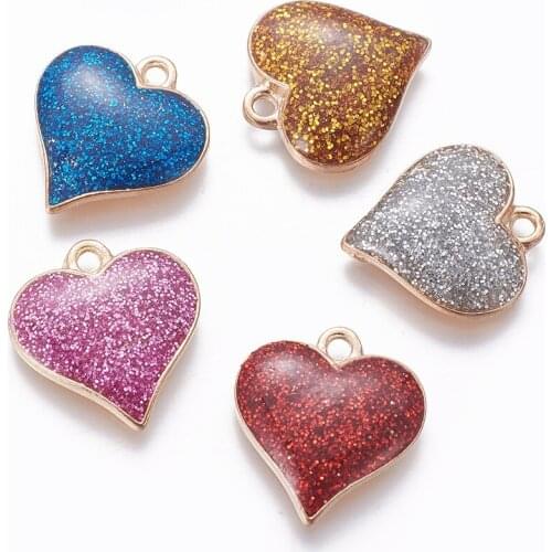 50pcs Heart Pendants Alloy Enamel Charms Love Heart Charm For DIY Necklace Bracelet Jewelry Making Accessories 17.2x15.8x3.2mm