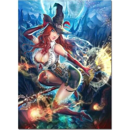 Full square/round 5D DIY diamond painting Fantasy Hat Witch Embroidery Pattern Woman Cross stitch kit mosaic Diamond decor