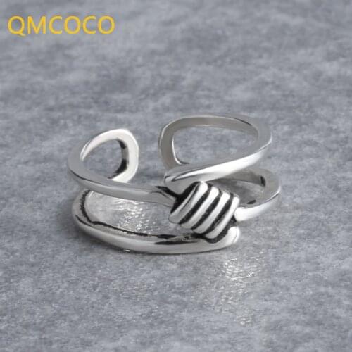 QMCOCO Korean Simple Versatile Ring Personality Hipster Jewelry Opening Adjustable Retro Fashion Women Jewelry Accessories