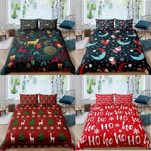 Merry Christmas Bedding Set 3D Printed Home Textiles Duvet Cover with Pillow Qulit Covers Shams Queen King Size Comforter Luxury