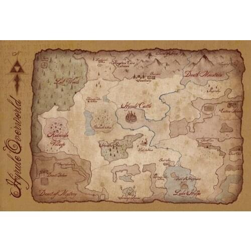 Hyrule Overworld Map Art Silk Poster Home Wall Decor