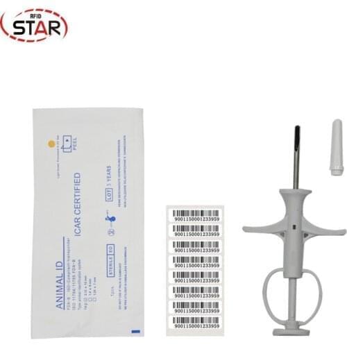 New rfid animal Syringe 2.12x12mm animal microchip syringe 134.2KHz pet syringes ISO animal Chip EM4305 tag for animals