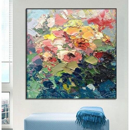 Modern Abstract Landscape Oil Painting Handmade Knife Flower Canvas Painting For Living Room Home Salon Wall Art Picture Decora