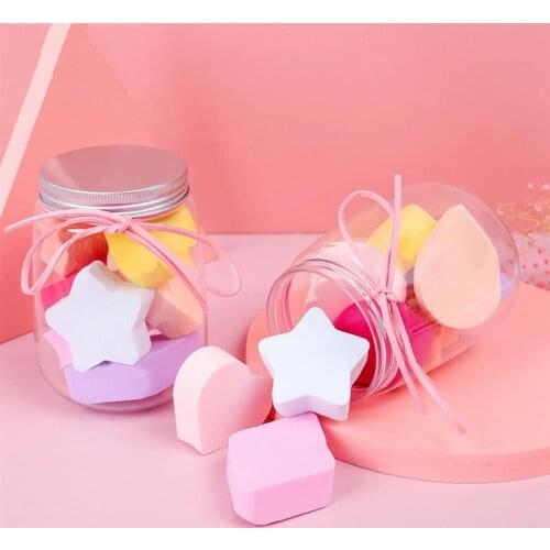 8PCS/1Box Makeup Sponge Set Lovely Makeup Blender Cosmetic Sponge Foundation Sponge Puff with Storage Jar for Women
