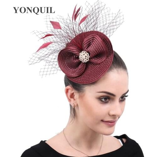 Wedding Occasion Marron Fascinators Hat Hair Clip Party Show Ladies Girls Headdress Wedding Royal Ascot Hair Accessories SYF560