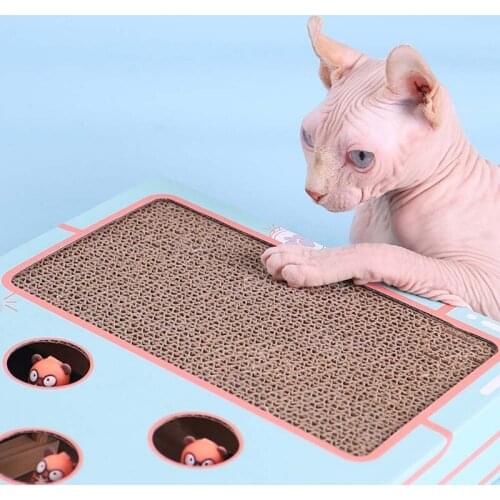 Funny Cat Hunt Toy Chase Mouse Wooden Interactive Maze Brain Game Pet Hit Hamster With 5-holed Mouse Hole Catch Bite Catnip New