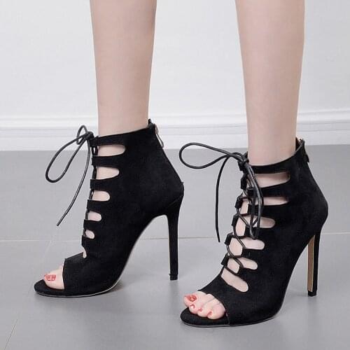 Women Ballroom Latin Dance Shoes Black Boots Salsa Tango Samba Bachata Dance Shoes Heel 11.5cm Dance Boots performance shoes