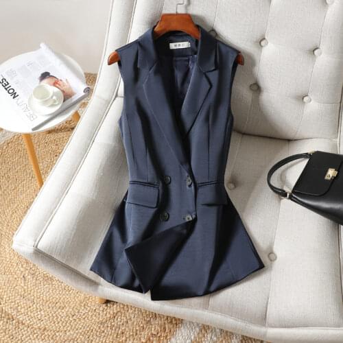 Small Blue Suit Vest Female Spring And Autumn 2021 Korean Version Of The New Double-Breasted Drape Waistcoat Casual Jacket M371