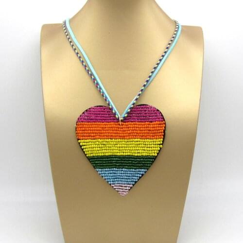 Zouchunfu Woman Bohemian Necklace Heart Pendant Large Necklace Statement Long Necklace Sweater Chain Wedding Party Necklace