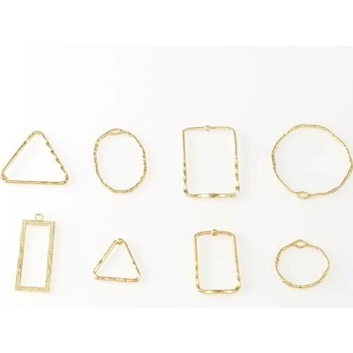 10pc Gold Color Round Hoop Earrings Classic Plated Brass Triangle Oval Shape Earring Wire Hooks DIY Jewelry Accessories
