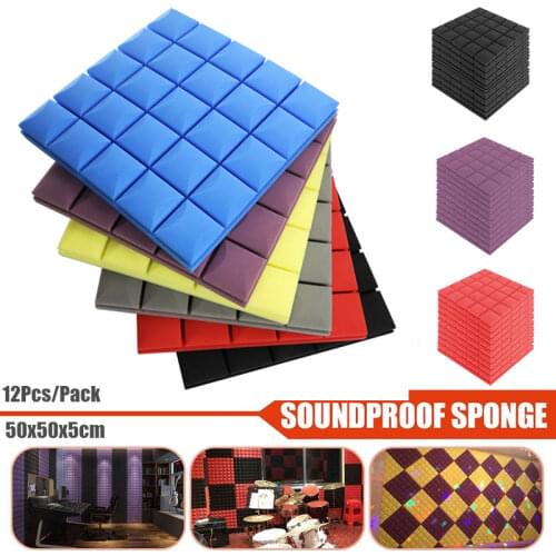 12PCS/Pack 50x50x5cm Acoustic Foam Panels Studio Sound Foam Tiles Soundproofing Absorption Treatment Room KTV Foam Wall Panels