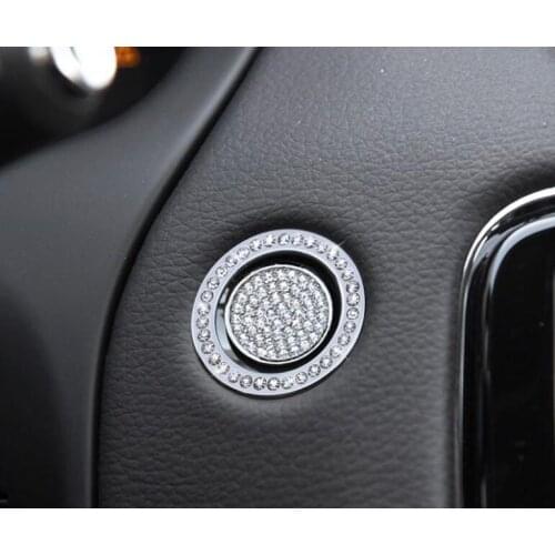 2PCS Luxurious Rhinestone Car Interior Start Stop Button Ignition Ring Cover Trim For Jaguar XFL XJL Car Styling Accessories