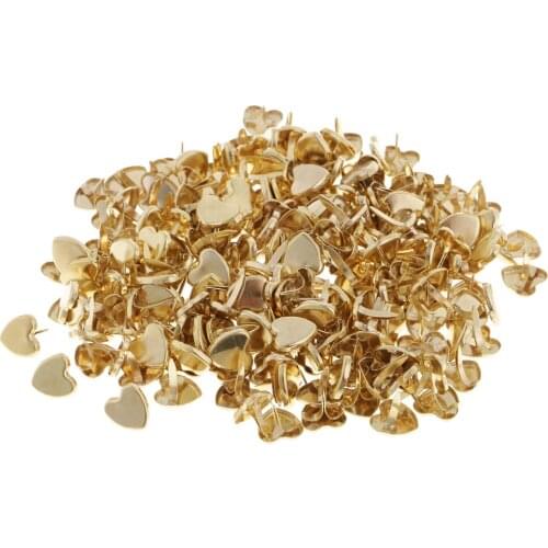 200Pc 9mm Metal Mini Heart Paper Fasteners Brads For DIY Scrapbooking Crafts