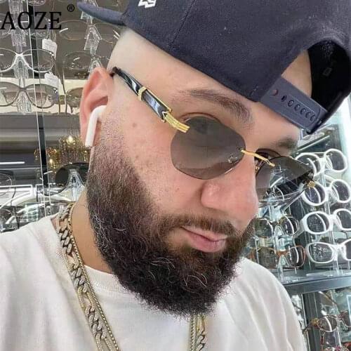 2021 Fashion Rimless Style Cool Marble Grain Sunglasses Women Men Vintage Classic Brand Design Sun Glasses Shades oculos de sol