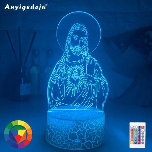 3D LED Vision Jesus Christ Lamp Baby Sleeping Bedside Table Lighting Colors Changing Night Light Christmas Gift Decor Luminaria
