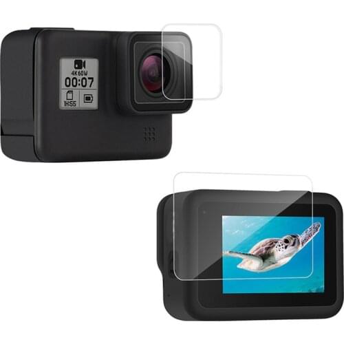 4Pcs HD Tempered Glass Screen + Lens Protector Film 2.5D Ultrathin Full Coverage for GoPro Hero 8 Camera Accessories