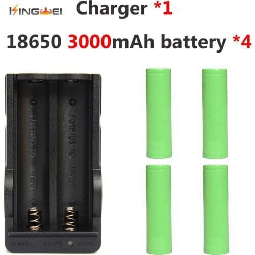 4pcs/lot Kingwei 3000mah Battery for Samsung 18650 ICR18650-30F 3.7v Battery for Flashlight +1pcs 18650 Dual Charger