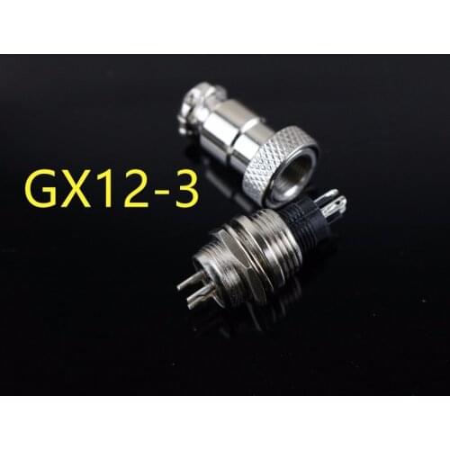 5Pcs GX12 3P circular connector Socket Plug Male & Female Diameter 12mm Wire Panel Connector GX12-3 M12
