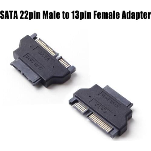 Slimline SATA Adapter Serial ATA 7+15 22pin Male to Slim 7+6 13pin Female Adapter for Desktop Laptop HDD CD-ROM Hard Disk Drive