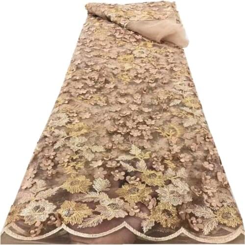 African Lace Fabric 2021 3D Flower Mesh African Embroidery Lace Nigerian Party High Quality Tulle Lace For Wedding Dress r66-455