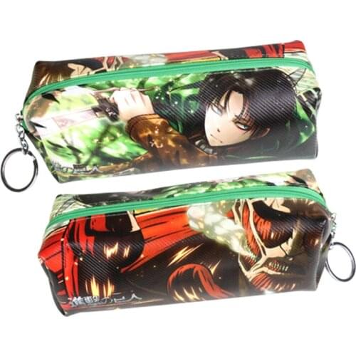 Anime Attack on Titan Synthetic Leather Pencil Bag Cosmetic Bag with Zipper