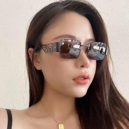 AOZE 2021 Fashion Vintage Mens Sunglasses Women Luxury Brand Designer Small Rectangle Sun Glasses Metal Square Eyeglasses UV400