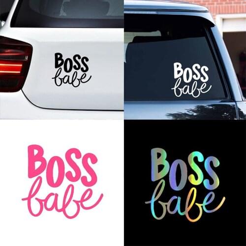 WaveHands Car Styling BOSS BABE Words Car Sticker Decal Creative Funny Carbon Fiber 3D Sticker On Car Auto Sticker