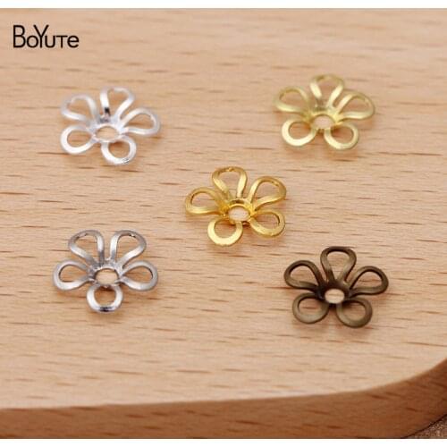 BoYuTe (400 Pieces/Lot) 9MM Metal Brass Stamping Flower Bead Caps Jewelry Materials Diy Hand Made Accessories Wholesale