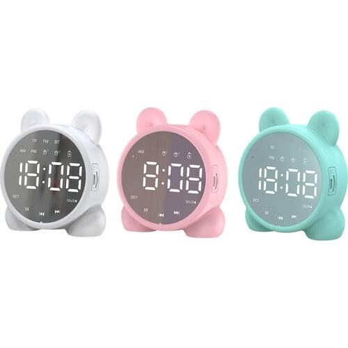 Children Bluetooth-compatible Speaker Alarm Clock Sleep Timer Bedside Alarm Clock LCD Digital Display Table Wake-up Kids Gift