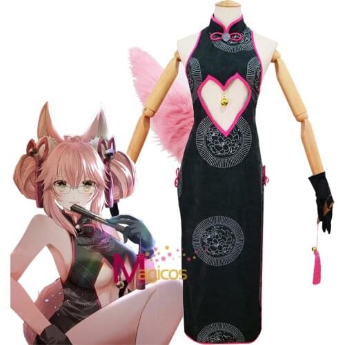 Fate Grand Order Tamamo no Mae Cosplay Costume FGO Koyanskaya Fox Secretary Cheongsam Dress Uniform Outfit Costumes For Women