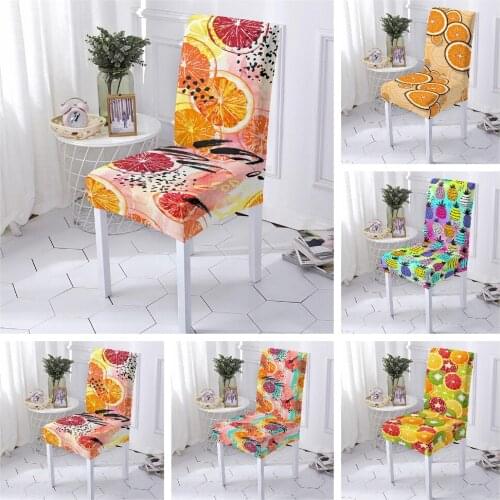 Fruit Pattern Chair Cover Spandex Elastic Chair Cover Modern Removable Kitchen Chair Cover Universal Size Stretch Chair Case