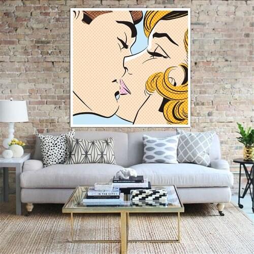 Kiss Fall In Love Pictures Living Room Square Sizes Wall Art Decor No Frame Poster Oil Painting Decoration