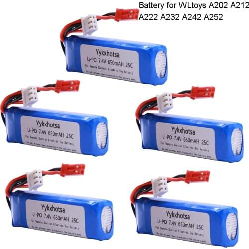 7.4V 650mAh Lipo Battery 2S for WLtoys A202 A212 A222 A232 A242 A252 4WD RC Car 7.4 V 721855 2S for WLtoys A202 toys accessory